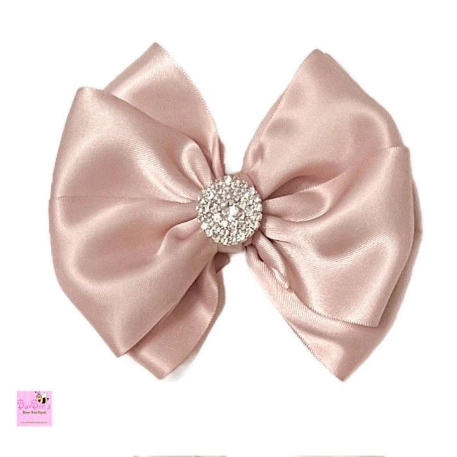 Champagne Satin Ribbon Hair Bow, Baby Girl Special Occasion Satin Hair Bow Clip Satin Hair Bow Newborn Satin Hair Bow Headband