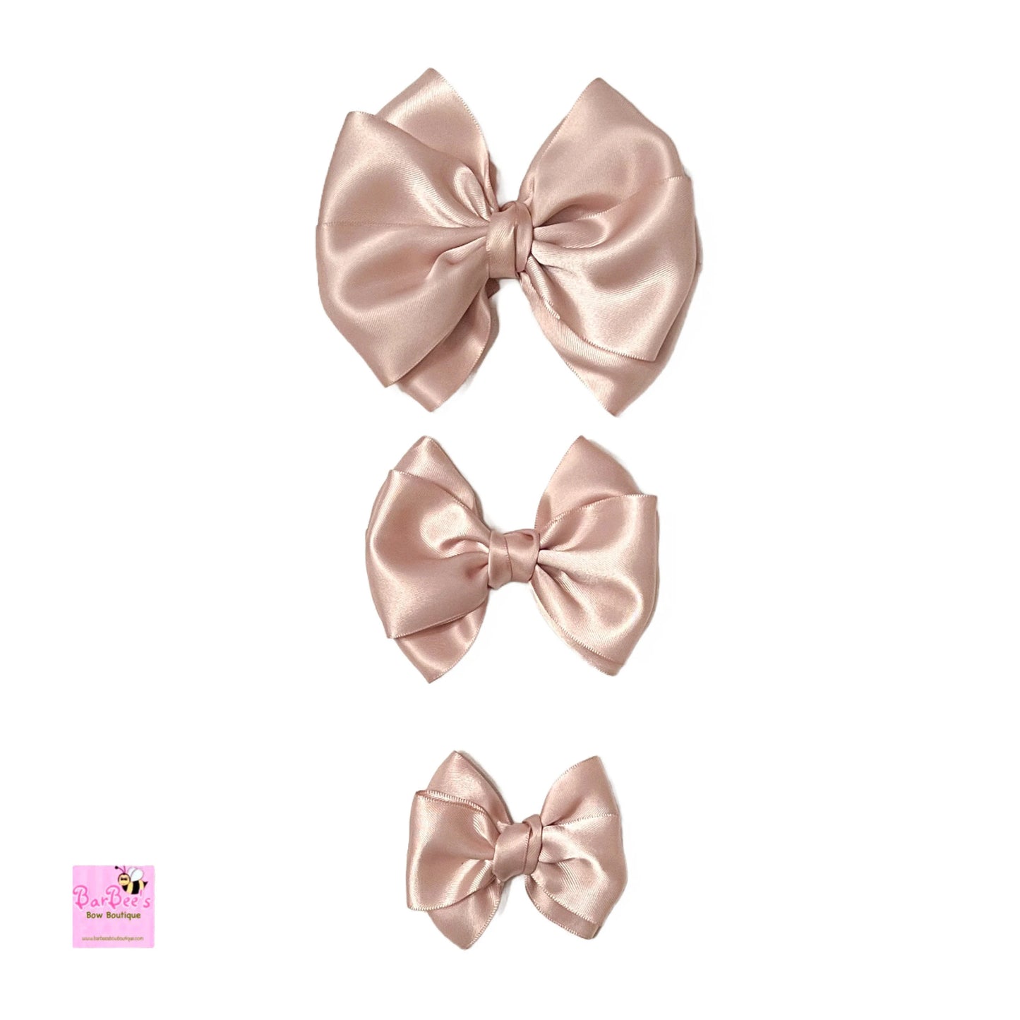 Champagne Satin Ribbon Hair Bow, Baby Girl Special Occasion Satin Hair Bow Clip Satin Hair Bow Newborn Satin Hair Bow Headband