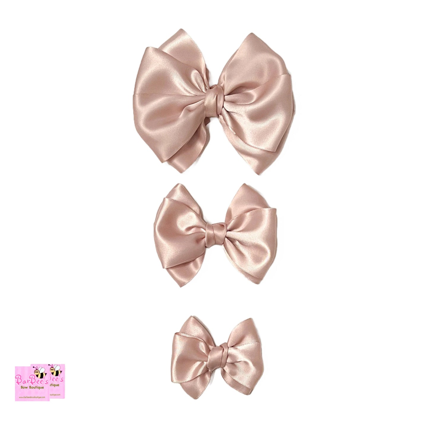 Champagne Satin Ribbon Hair Bow, Baby Girl Special Occasion Satin Hair Bow Clip Satin Hair Bow Newborn Satin Hair Bow Headband
