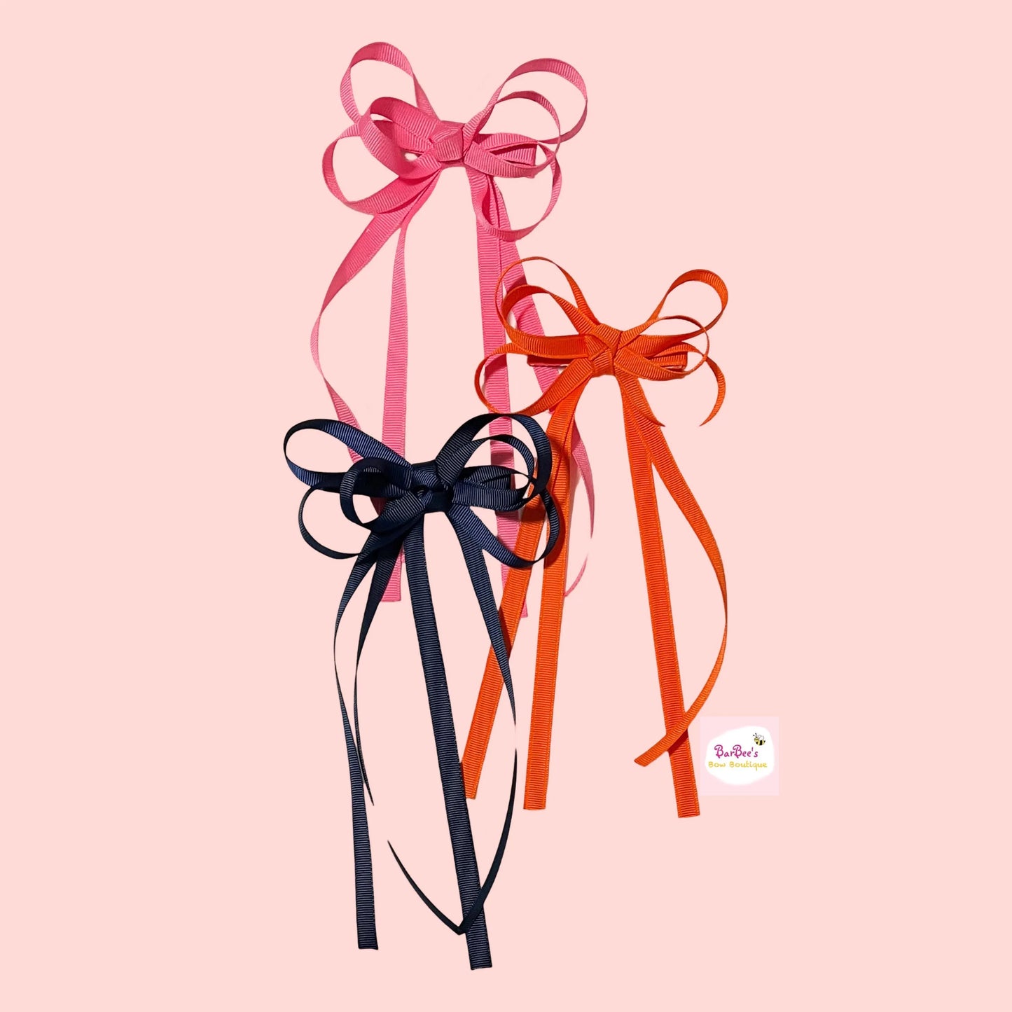 Coquette Grosgrain Ribbon Hair Bow Clip Tassel / Streamer Long Tail Ribbon Bow