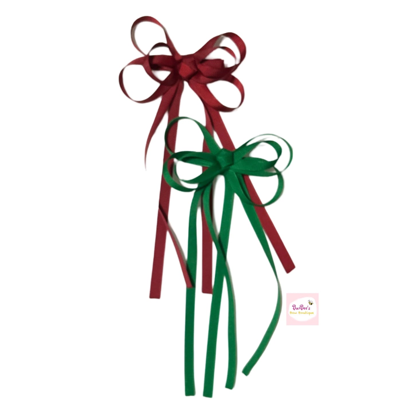 Coquette Grosgrain Ribbon Hair Bow Clip Tassel / Streamer Long Tail Ribbon Bow