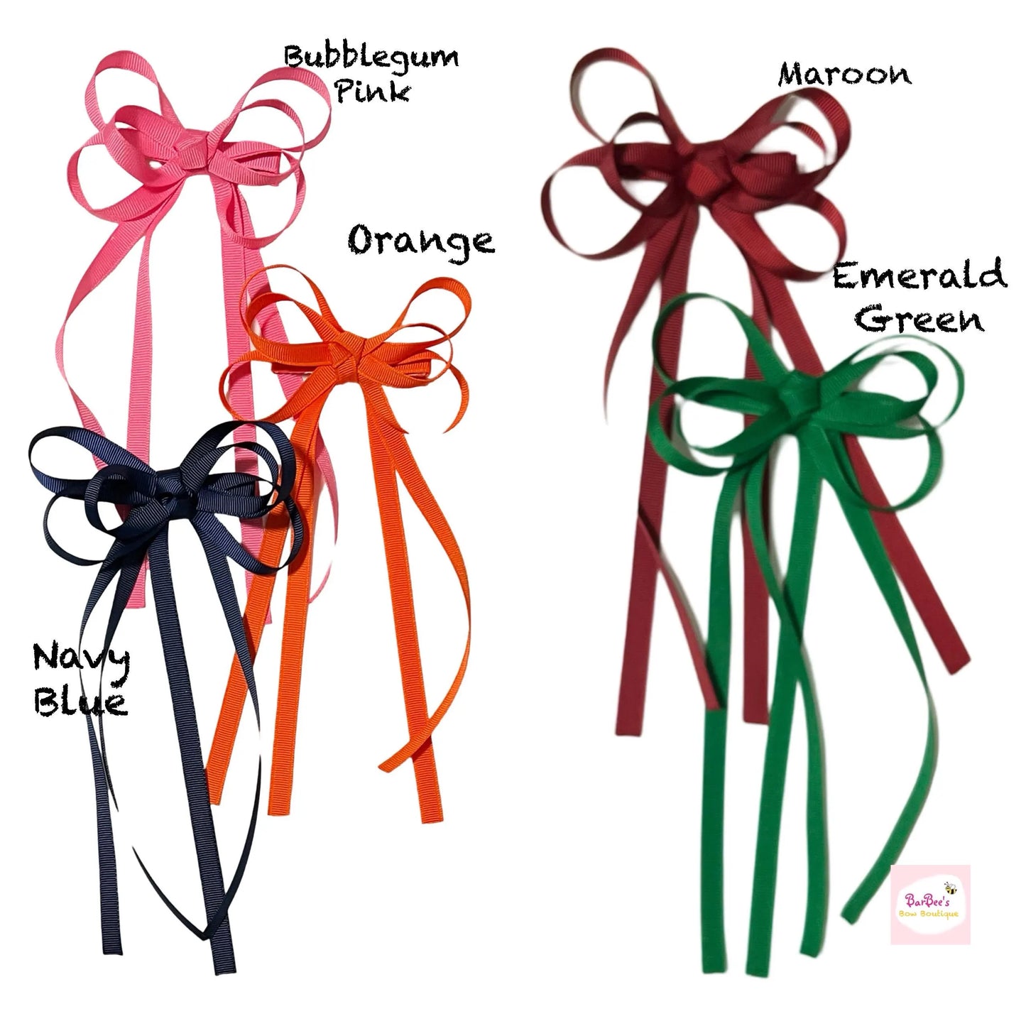 Coquette Grosgrain Ribbon Hair Bow Clip Tassel / Streamer Long Tail Ribbon Bow