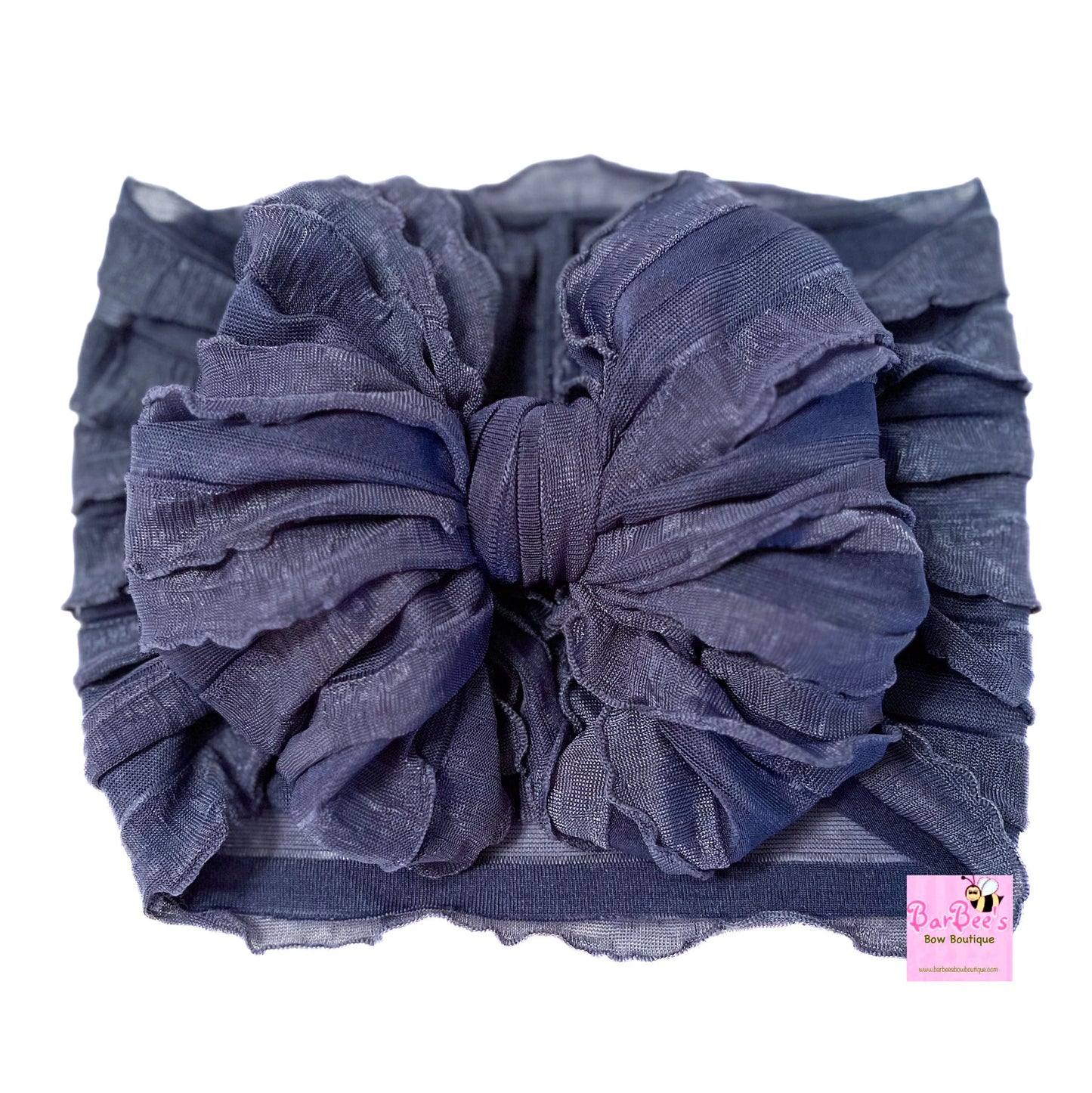 Denim Blue Ruffle Bow Headwrap and Hair Bows