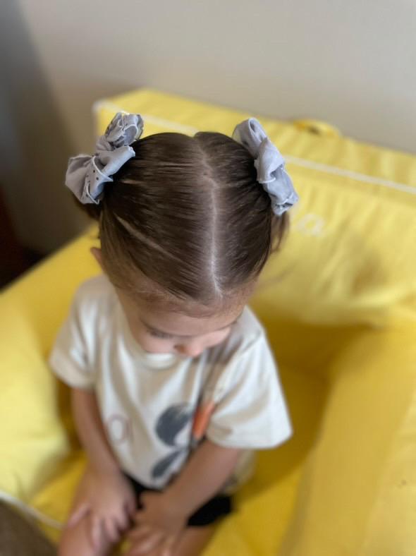 Light Grey Sequin Ruffle Bow Headwrap and Hair Bows