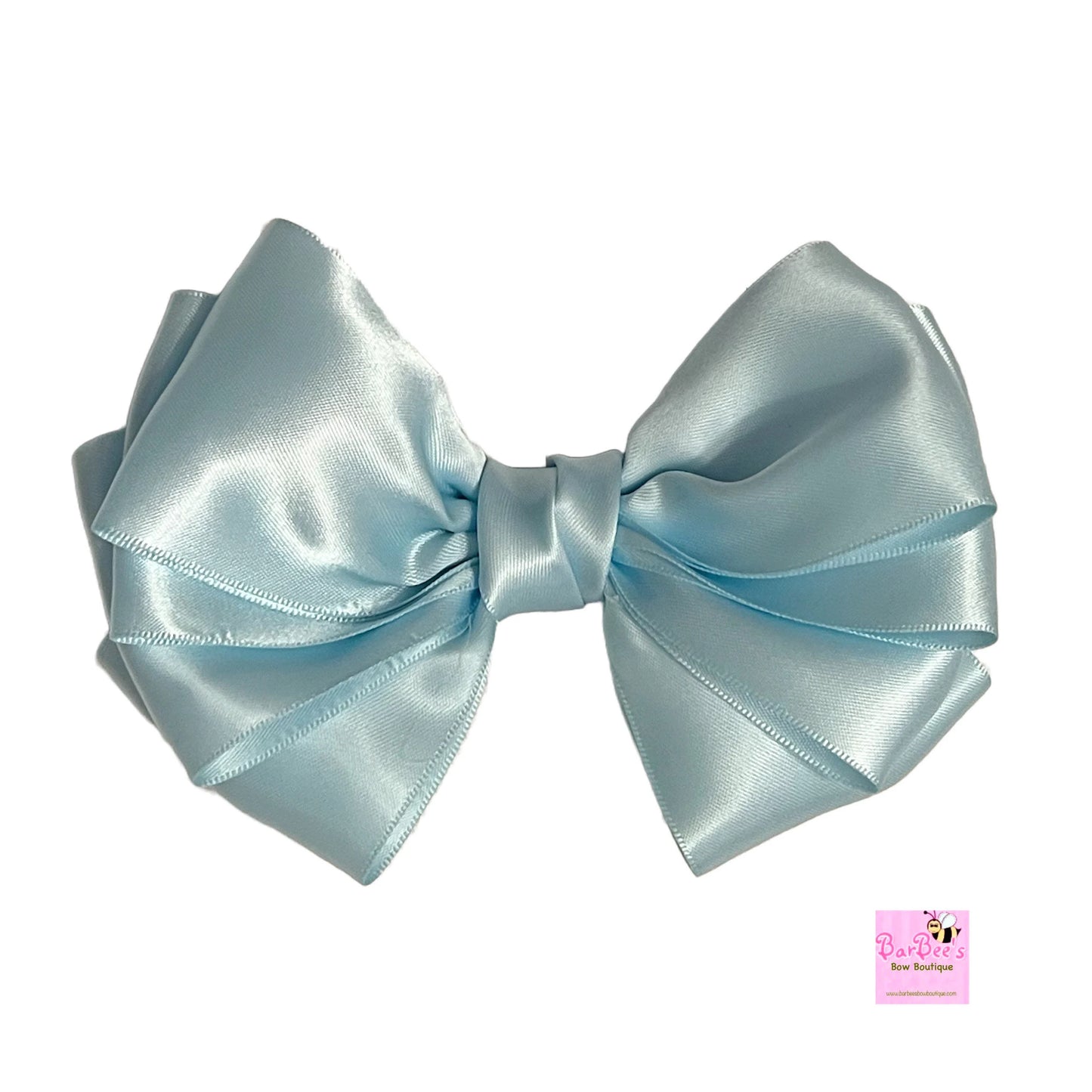 Light Blue Satin Ribbon Hair Bow