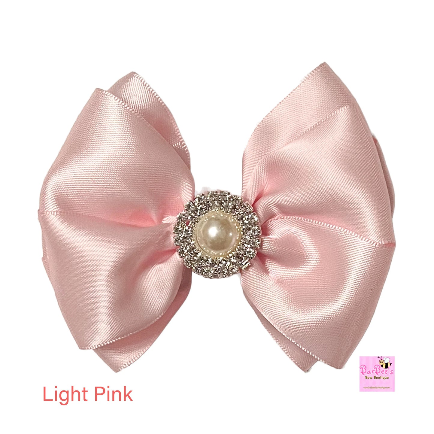 Light Pink Satin Ribbon Hair Bow, Baby Girl Special Occasion Satin Hair Bow Clip Satin Hair Bow Newborn Satin Hair Bow Headband