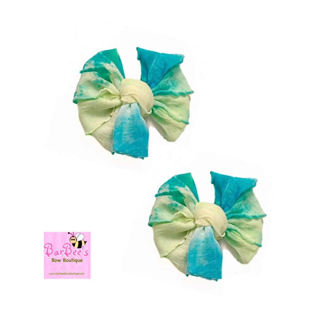 Mermaid Tied Dye Bow HeadWrap and Hair Bows