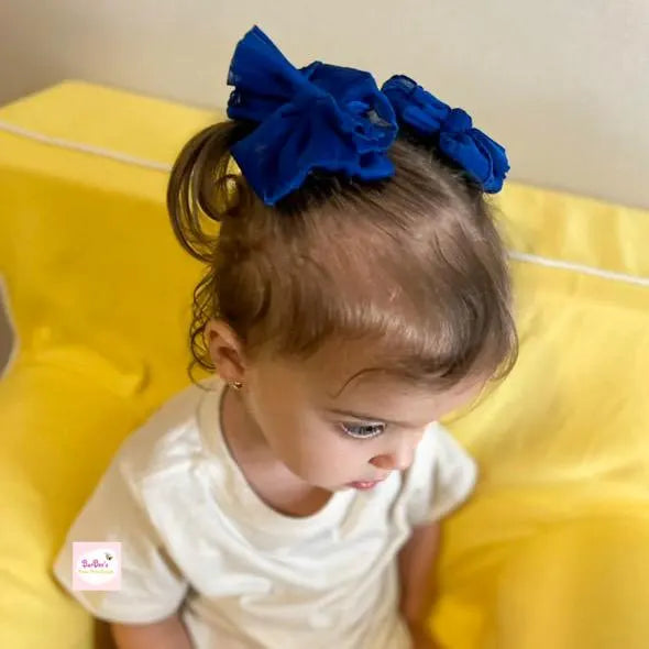 Royal Blue Ruffle Bow Headwrap and Hair Bows