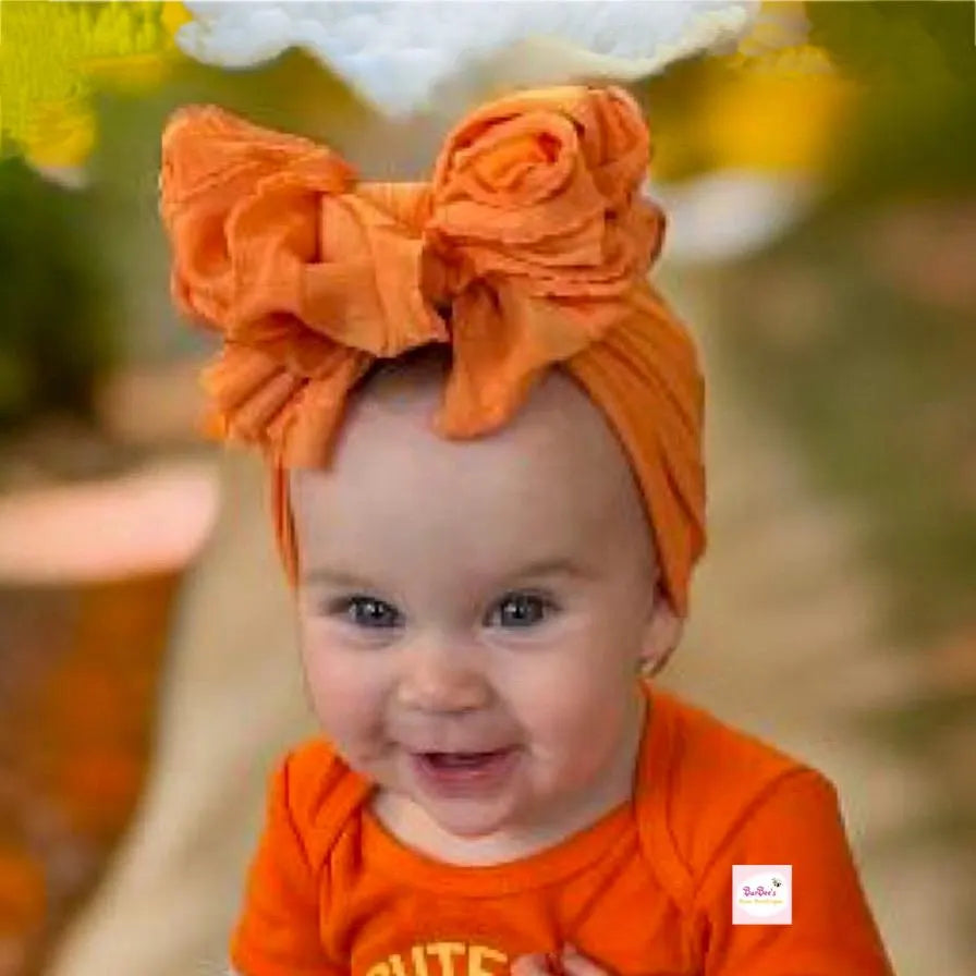 Tangerine Ruffle Bow HeadWrap and Hair Bows