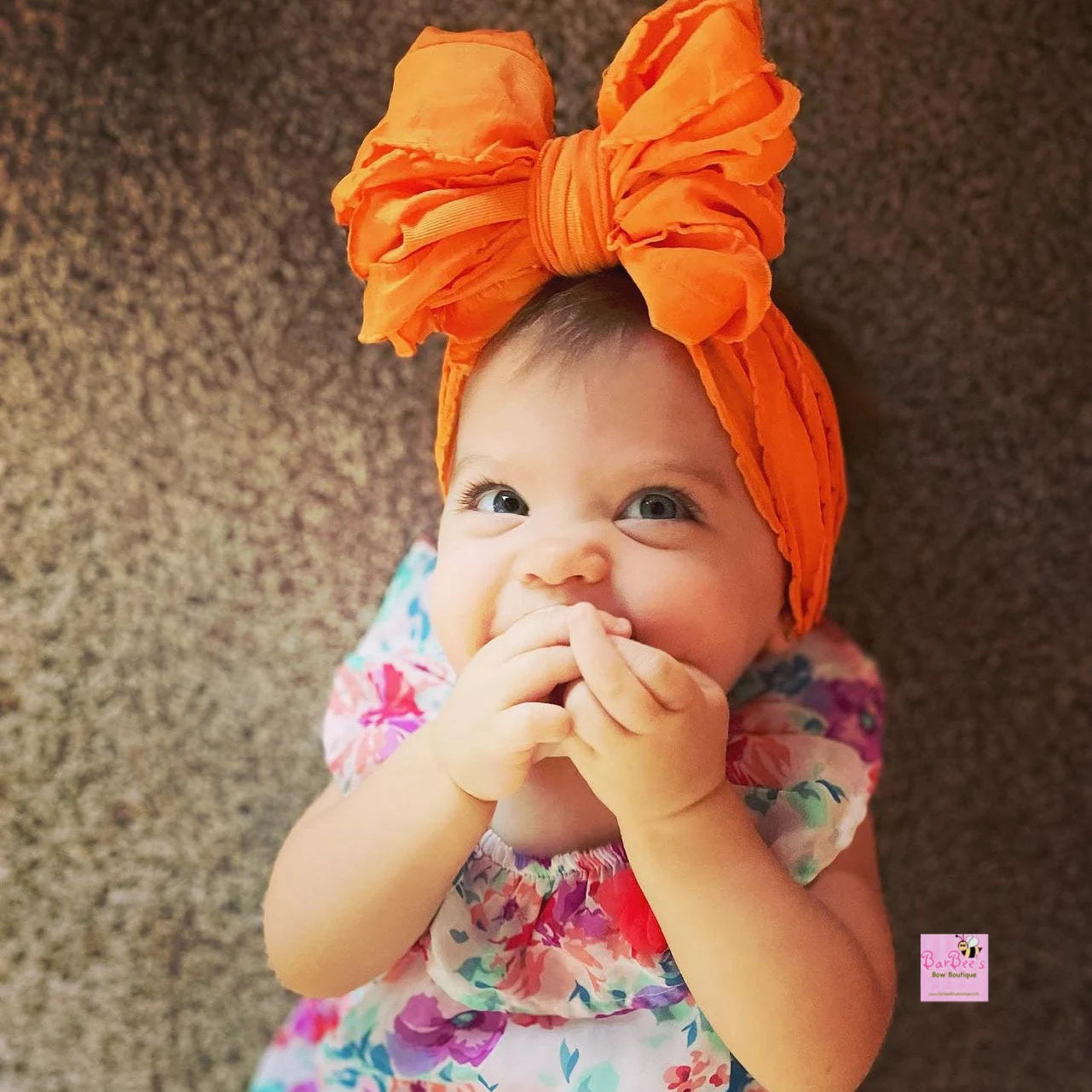 Tangerine Ruffle Bow HeadWrap and Hair Bows