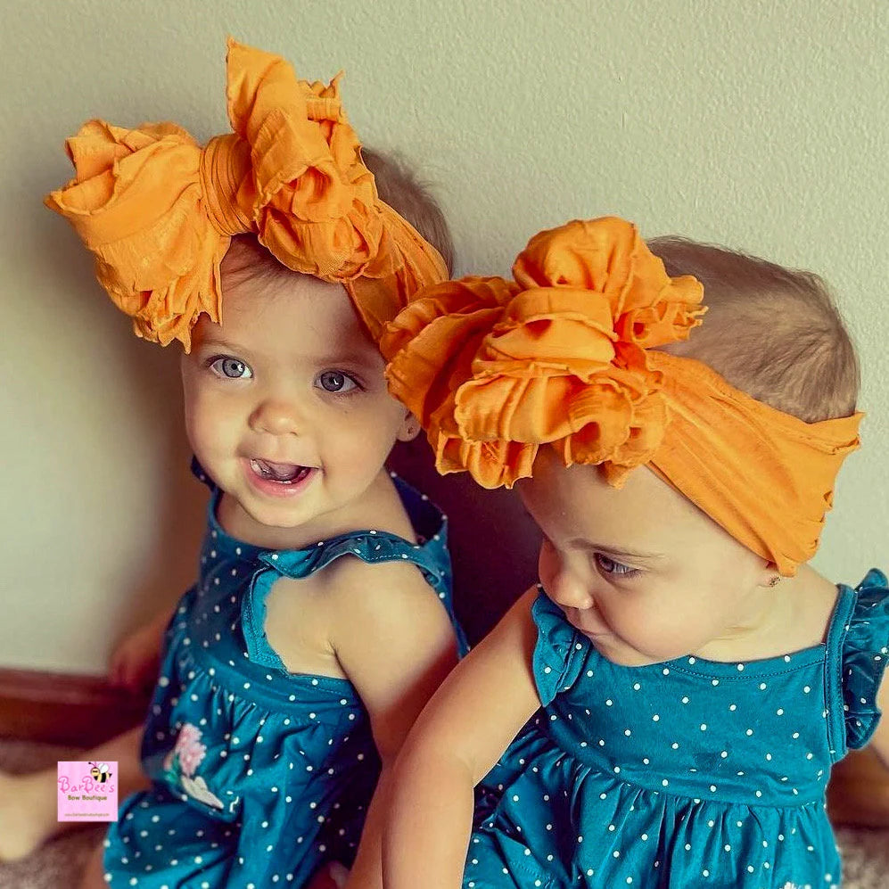 Tangerine Ruffle Bow HeadWrap and Hair Bows