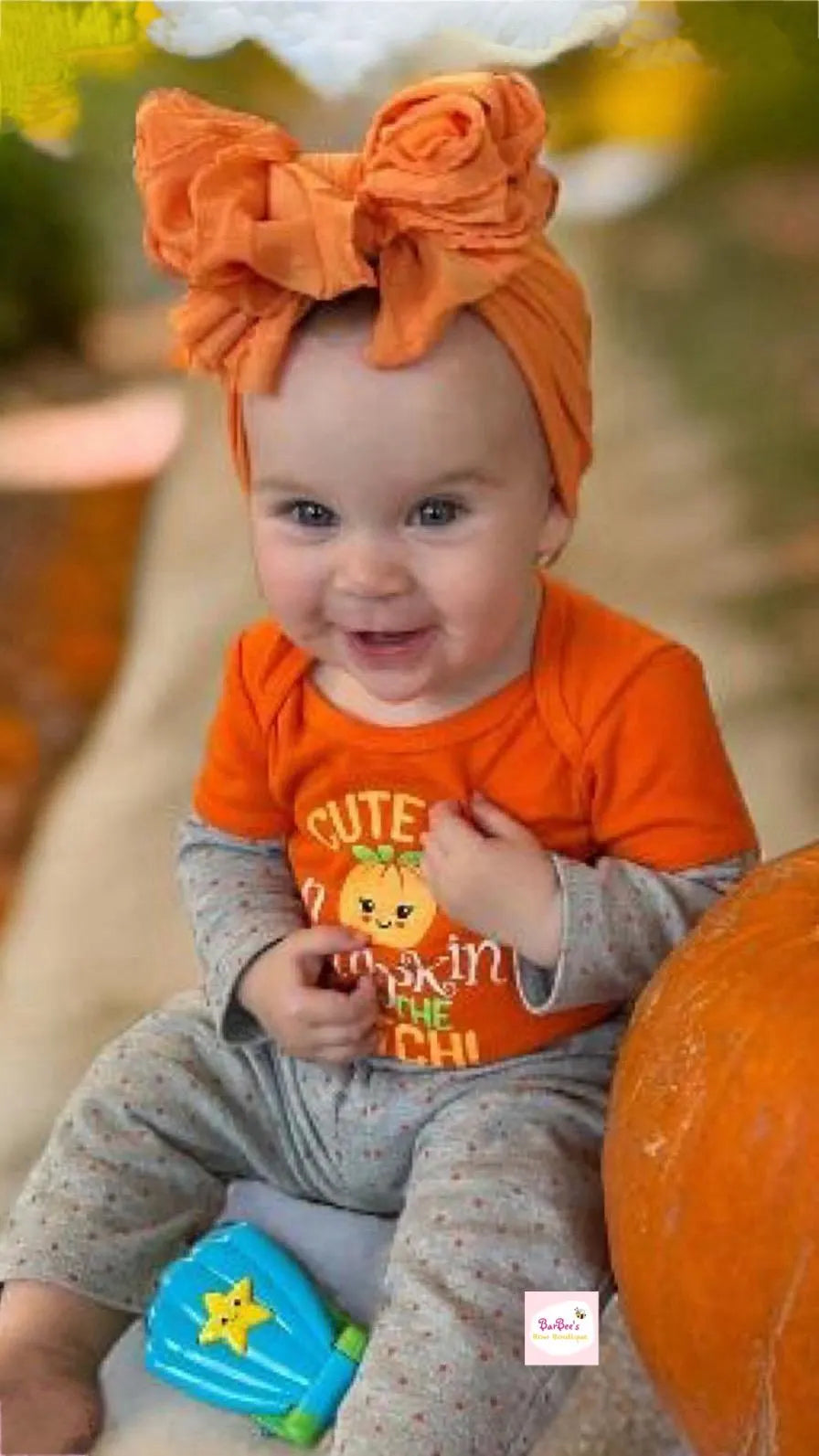 Tangerine Ruffle Bow HeadWrap and Hair Bows