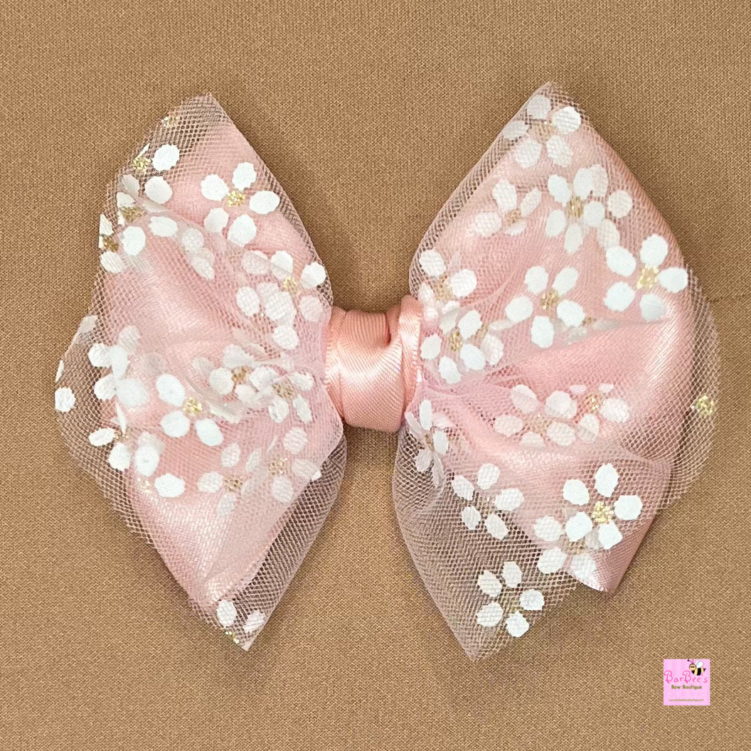 Red, Gold or Ivory Satin and Organza Hair Bows Girls Satin Bow Clip