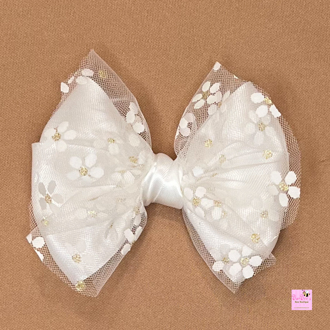 Red, Gold or Ivory Satin and Organza Hair Bows Girls Satin Bow Clip