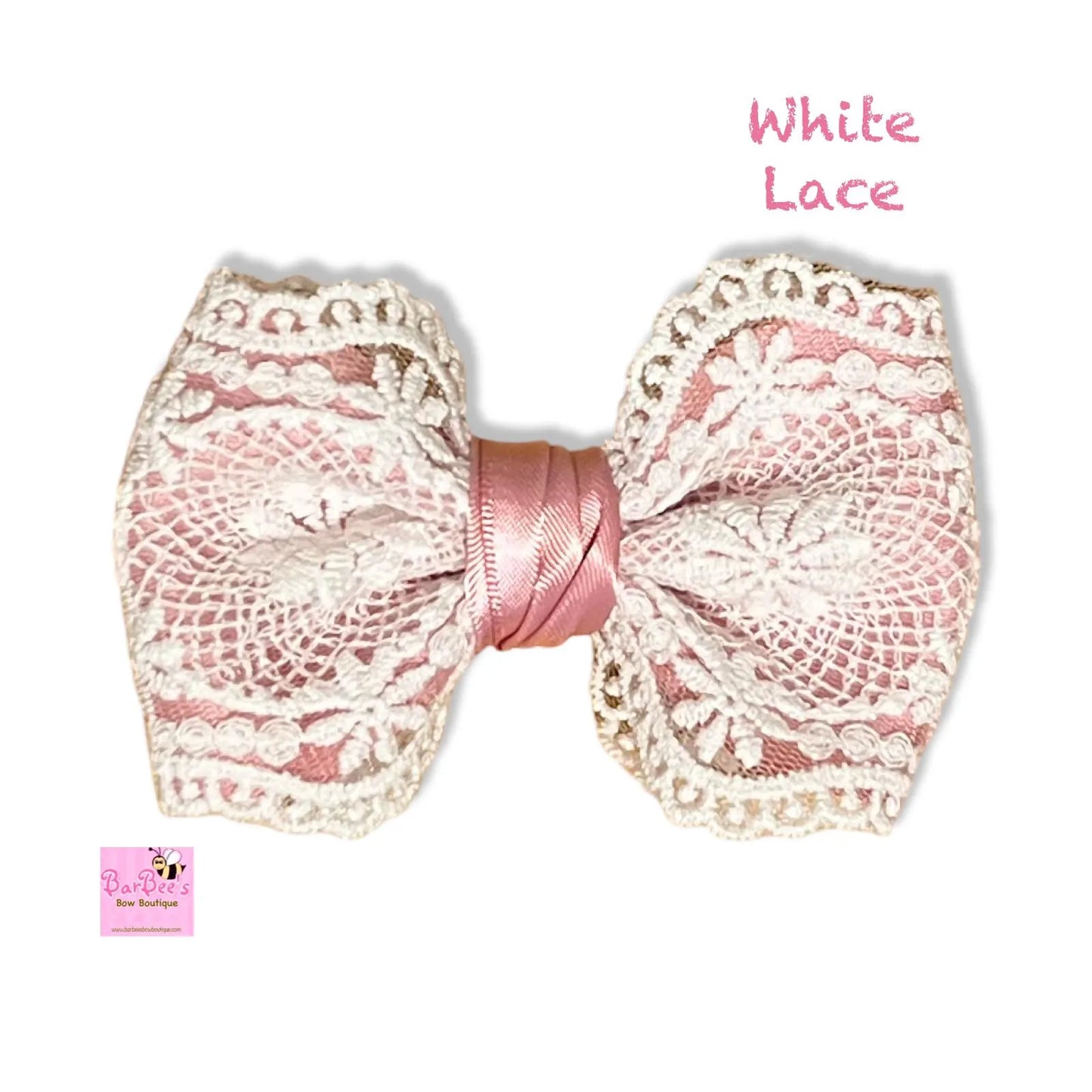 Ivory Lace and Satin Hair Bow Clip White Lace and Satin Ribbon Baby Girl Hair Bow Headband Special Occasion Bow Birthday Baptism