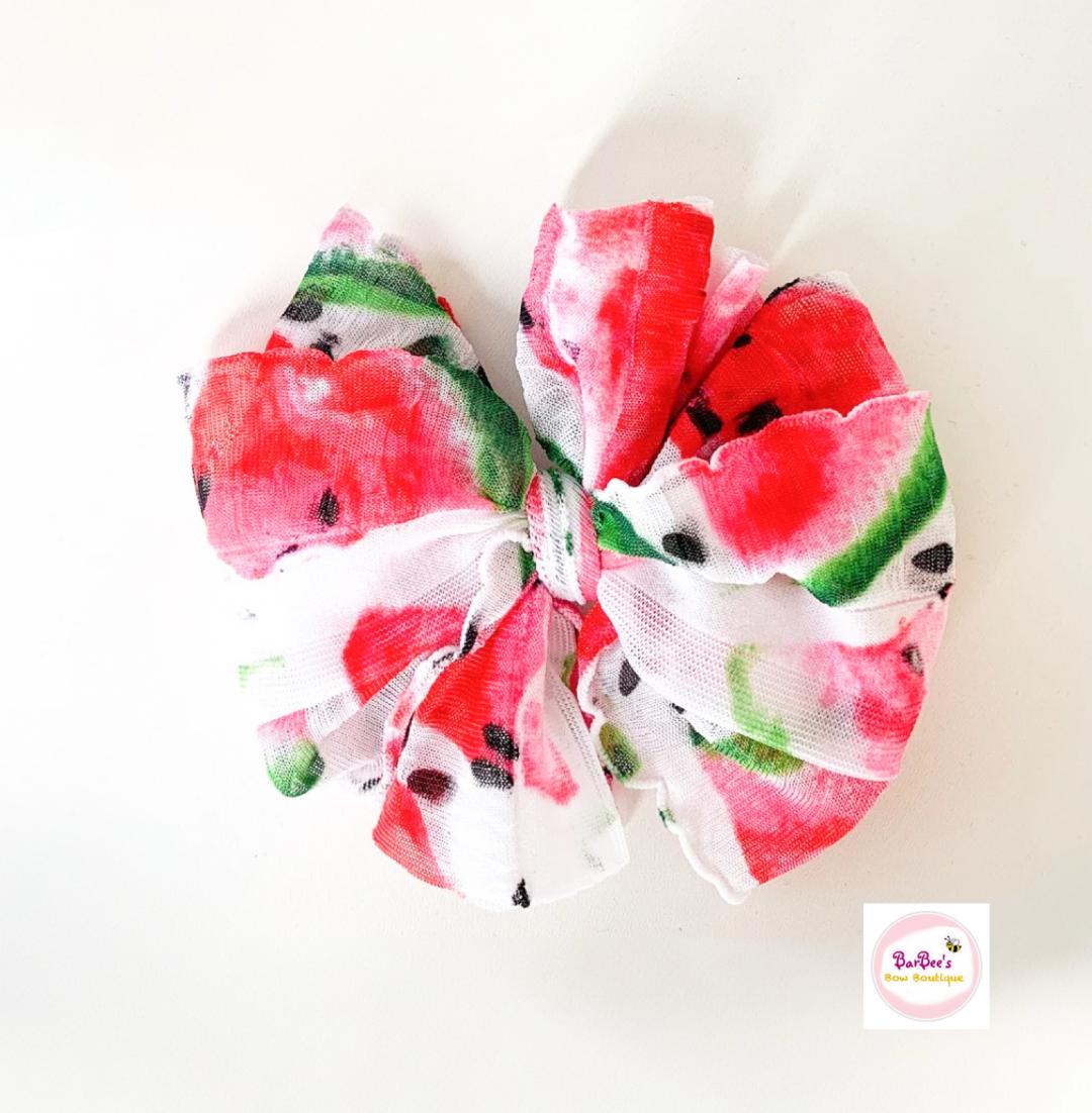 Watermelon Ruffle Bow HeadWrap and Hair Bows