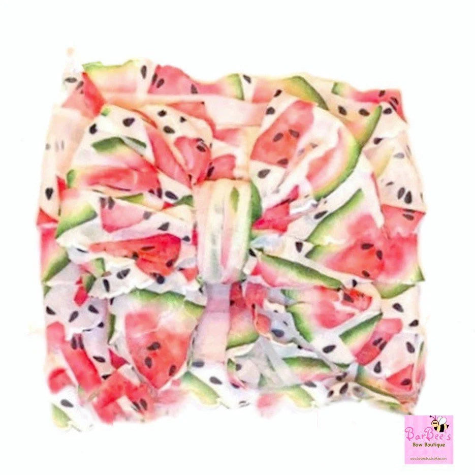 Watermelon Ruffle Bow HeadWrap and Hair Bows