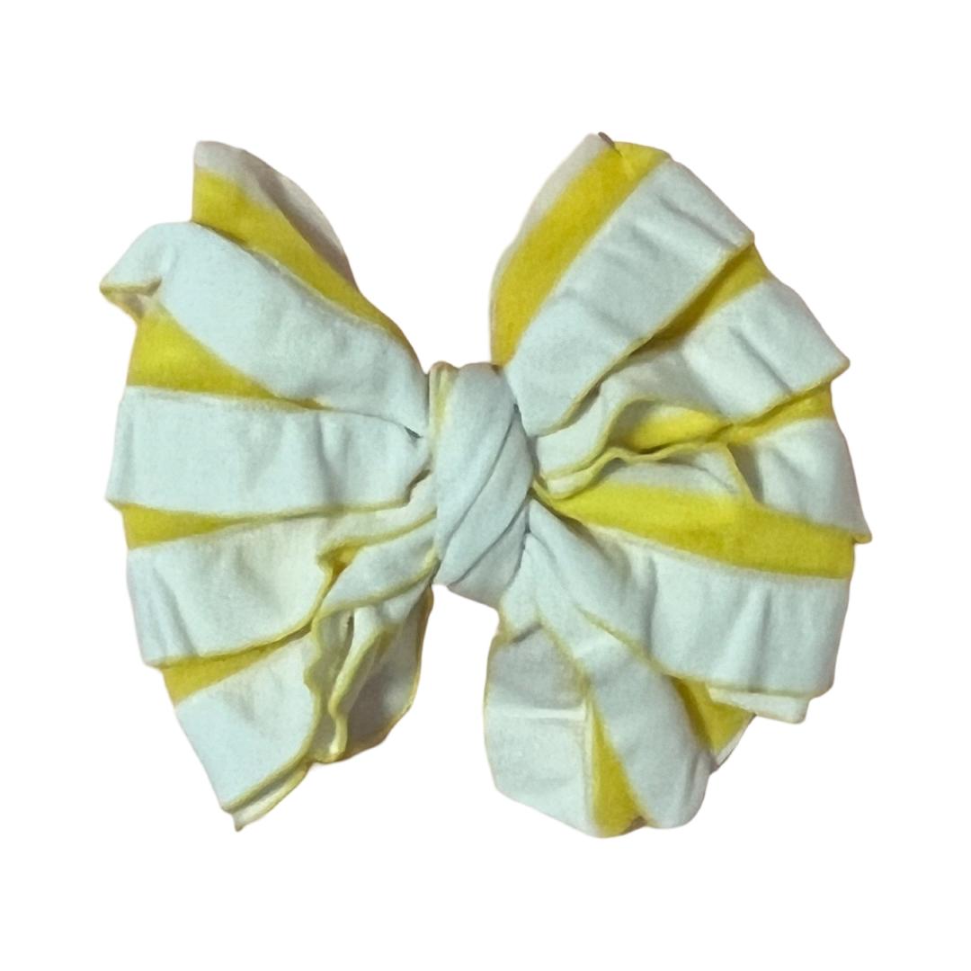 Yellow and White Striped Mini Ruffle Bow Headwrap and Hair Bows