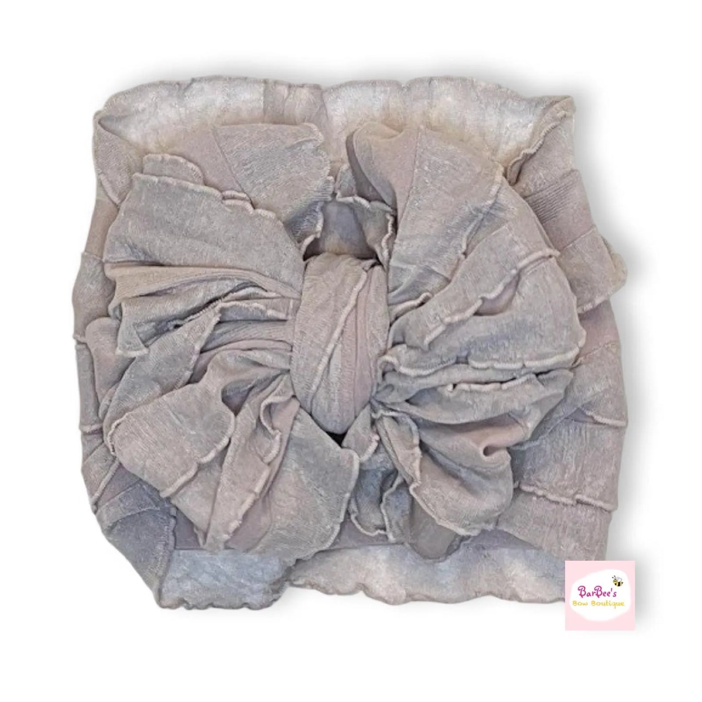 Silver Ruffle Bow Headwrap and Hair Bows