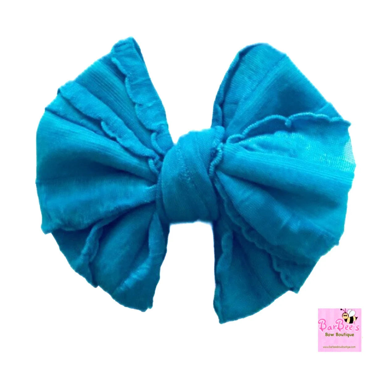 Turquoise Ruffle Bow HeadWrap and Hair Bows