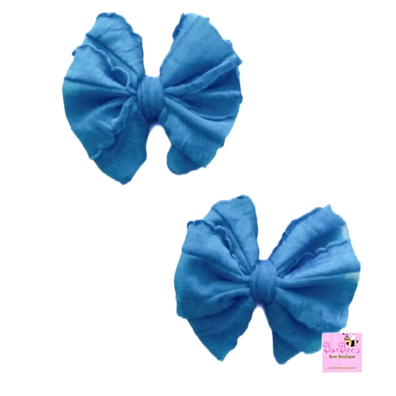 Turquoise Ruffle Bow HeadWrap and Hair Bows