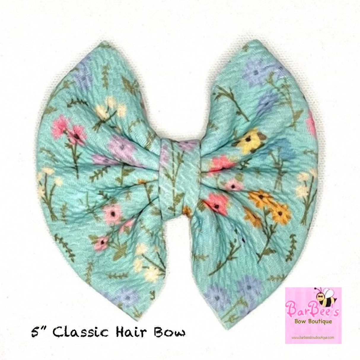 Aqua Wildflower Baby Girl Messy or Classic Bow HeadWrap and Hair Bow