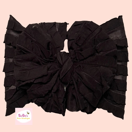 Black Mini Ruffle Bow HeadWrap and Hair Bows