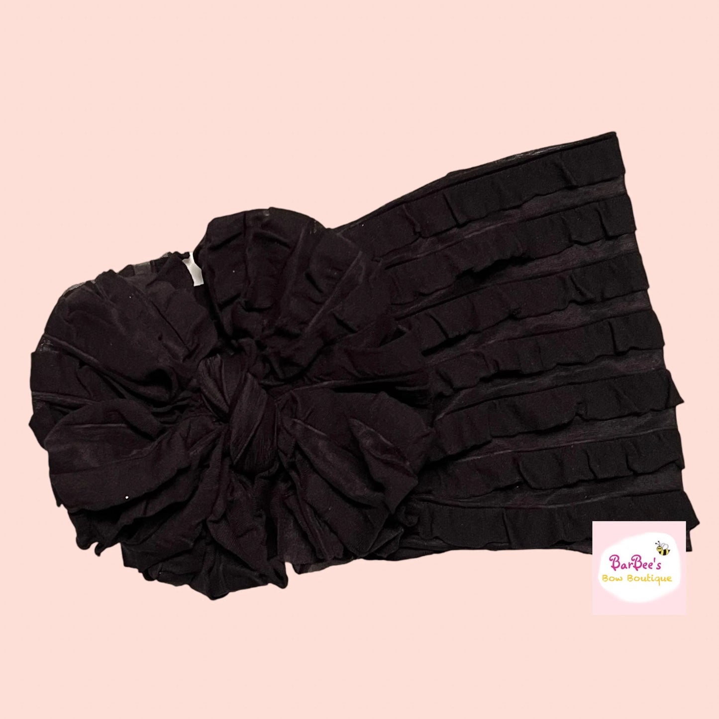 Black Mini Ruffle Bow HeadWrap and Hair Bows