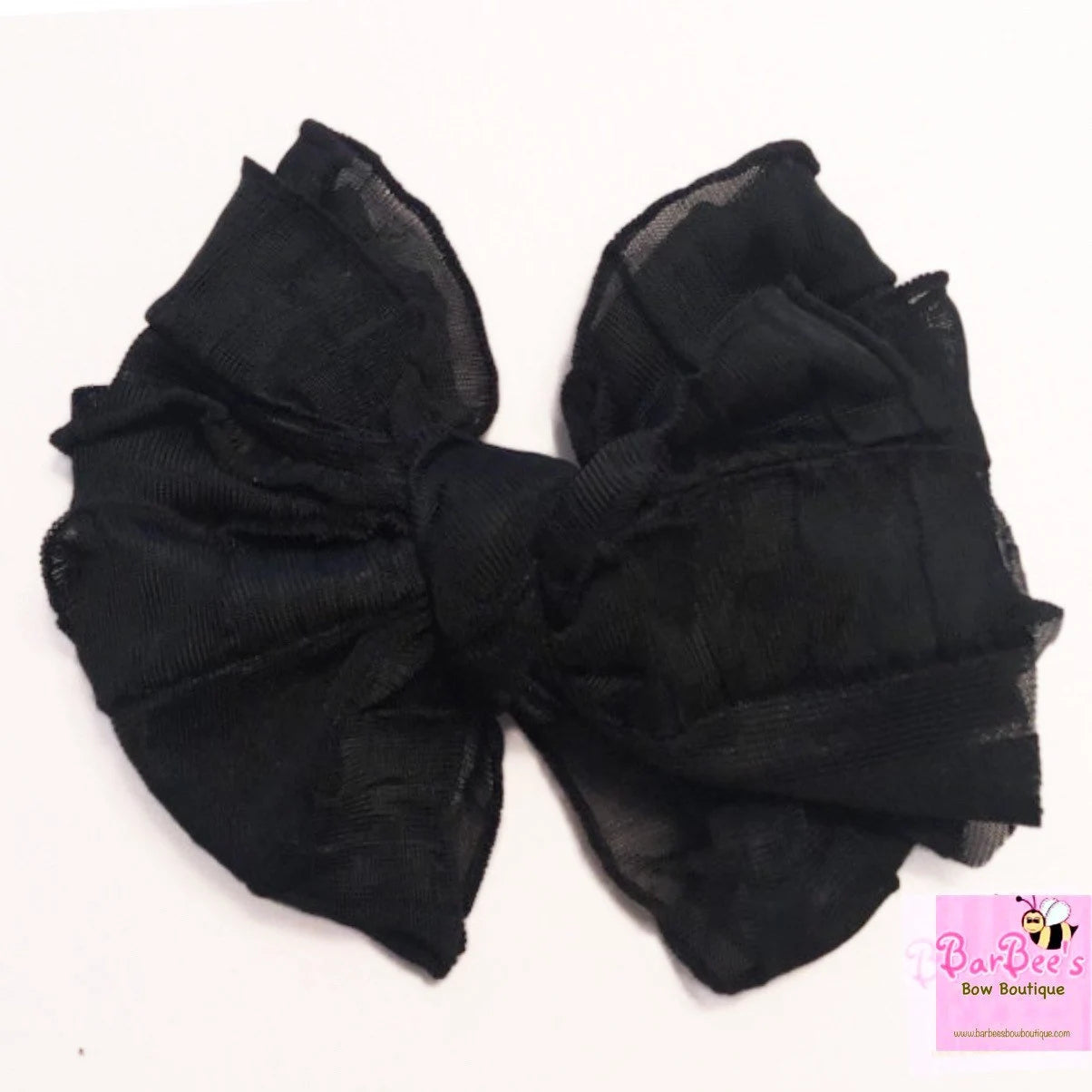 Black Mini Ruffle Bow HeadWrap and Hair Bows