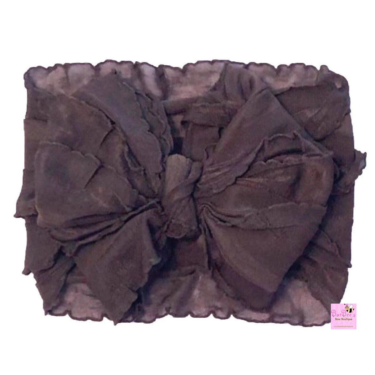 Brown Ruffle Bow HeadWrap and Hair Bows