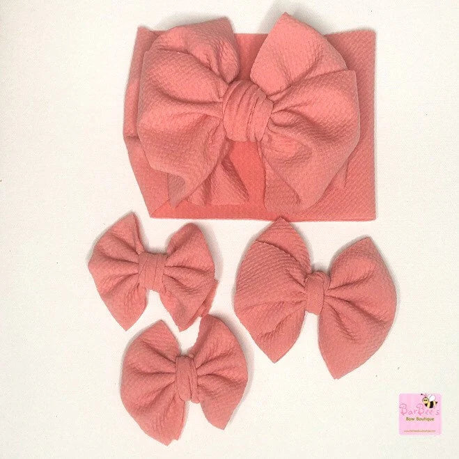 Bubble Gum Pink Messy Bow Headwrap Baby Girl Bow Headwrap Newborn Infant Headwrap Bullet Fabric Piggy Bows Hair Bow (Copy)