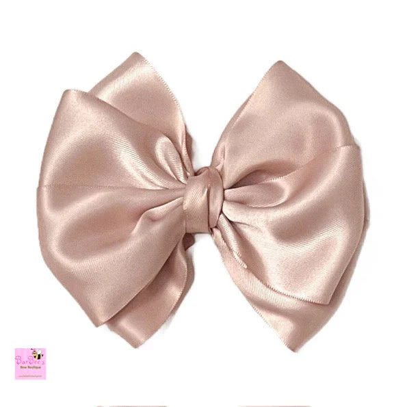 Champagne Satin Ribbon Hair Bow, Baby Girl Special Occasion Satin Hair Bow Clip Satin Hair Bow Newborn Satin Hair Bow Headband