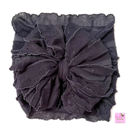 Charcoal Ruffle Bow HeadWrap and Hair Bows