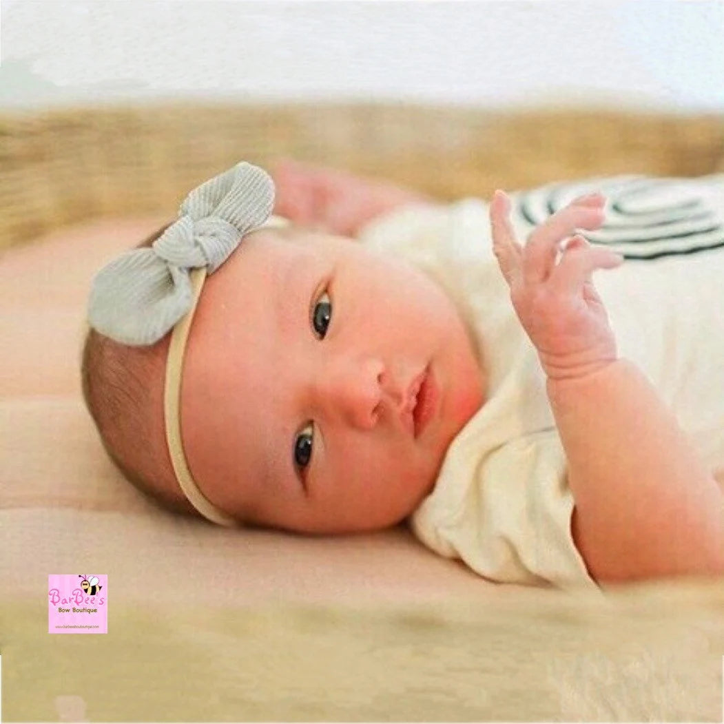 Baby Girl Corduroy Knot Bow on Nylon Headband or Alligator Clip