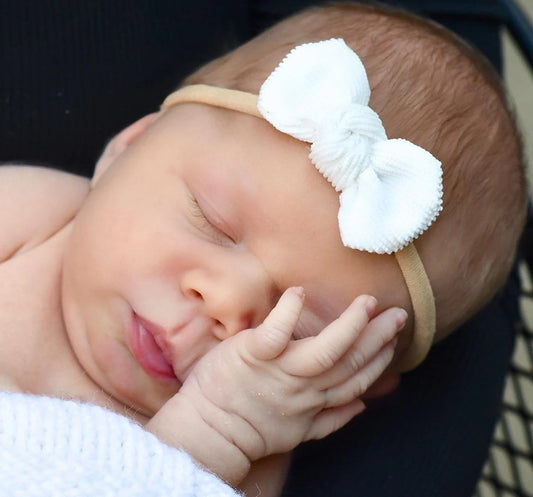 Baby Girl Corduroy Knot Bow on Nylon Headband or Alligator Clip