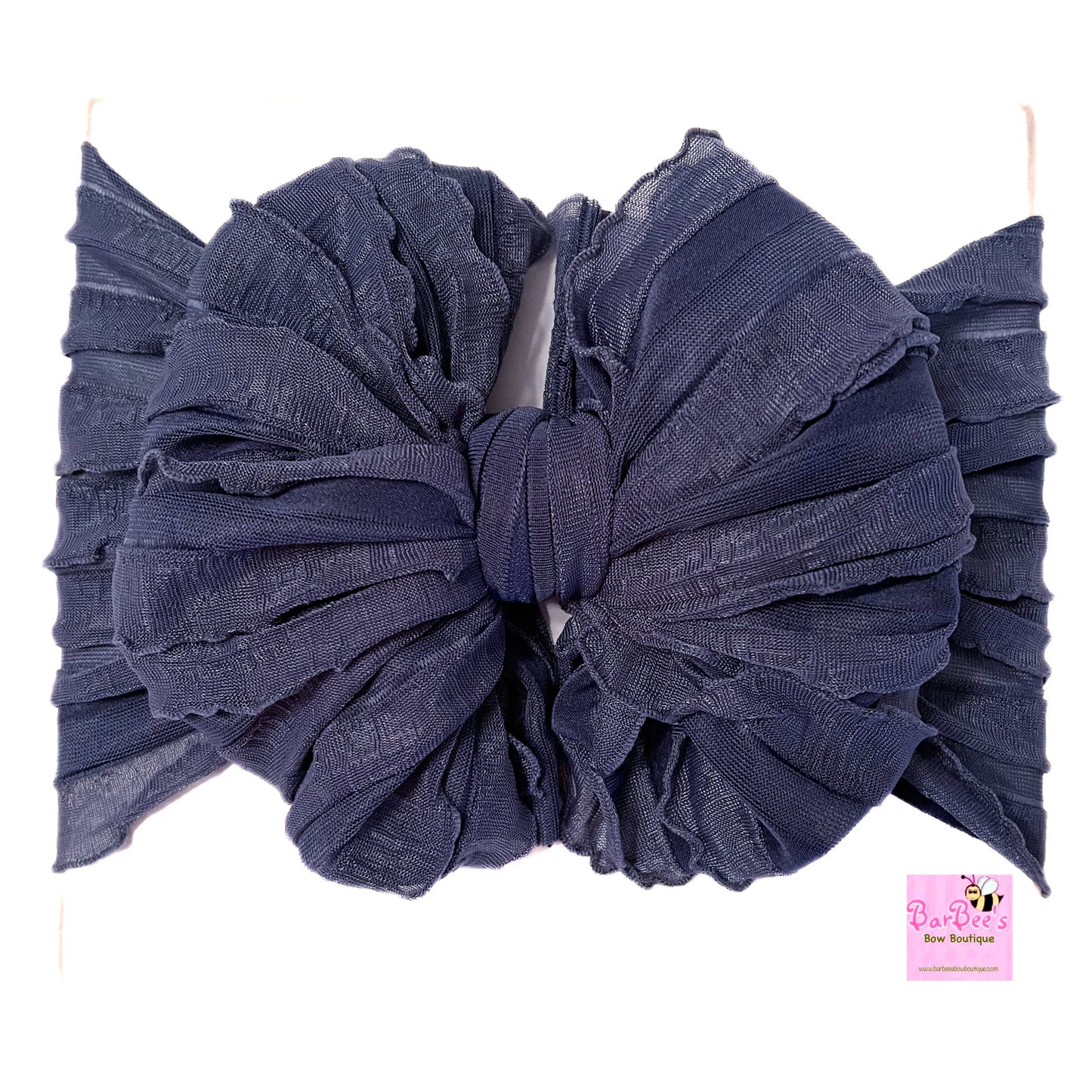 Denim Blue Ruffle Bow HeadWrap and Hair Bows