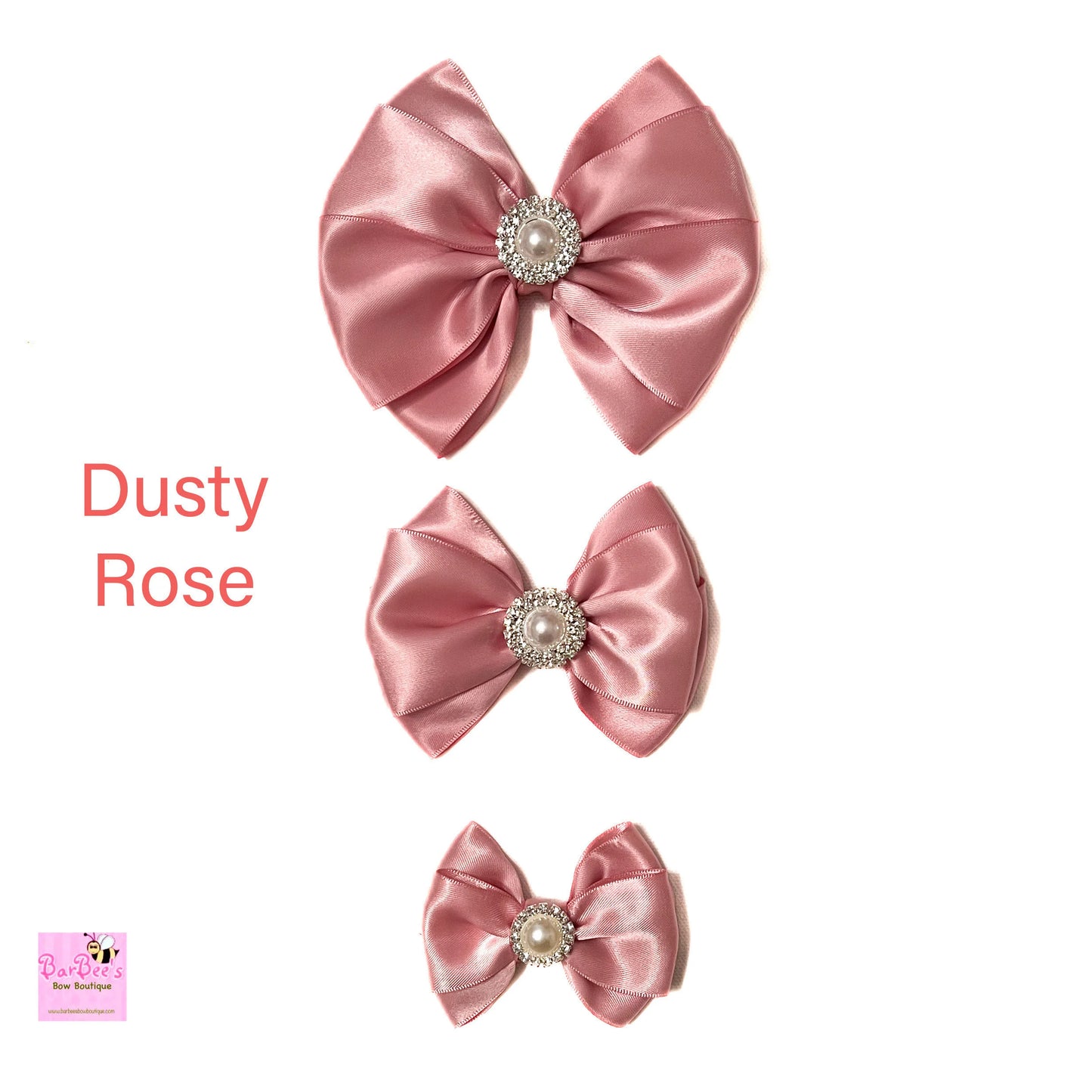 Dusty Rose Satin Ribbon Hair Bow, Baby Girl Special Occasion Satin Hair Bow Clip Satin Hair Bow Newborn Satin Hair Bow Headband