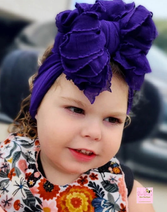 Eggplant Ruffle Bow HeadWrap and Hair Bows