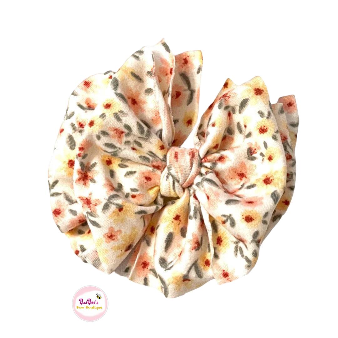 Floral Soft Knit Messy Bow Headwrap Pink, Lavender, Red, Peach