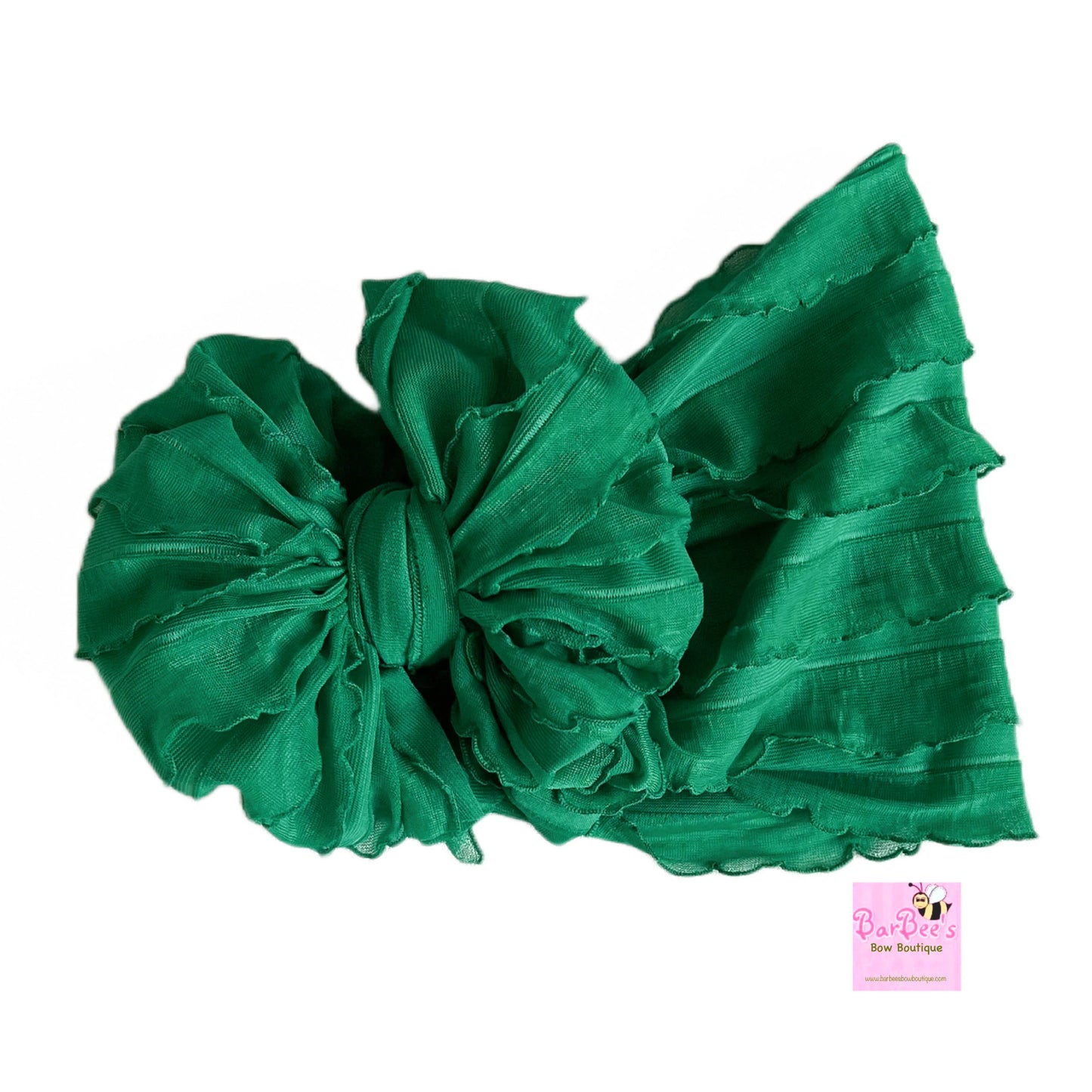 Christmas Green Ruffle HeadWrap and Hair Bows