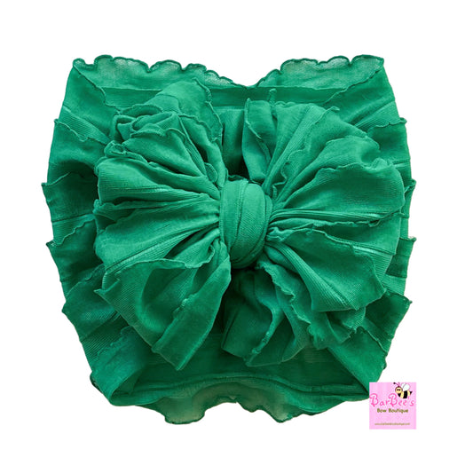 Christmas Green Ruffle HeadWrap and Hair Bows