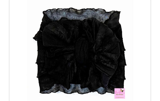 Black Ruffle Bow HeadWrap and Hair Bows