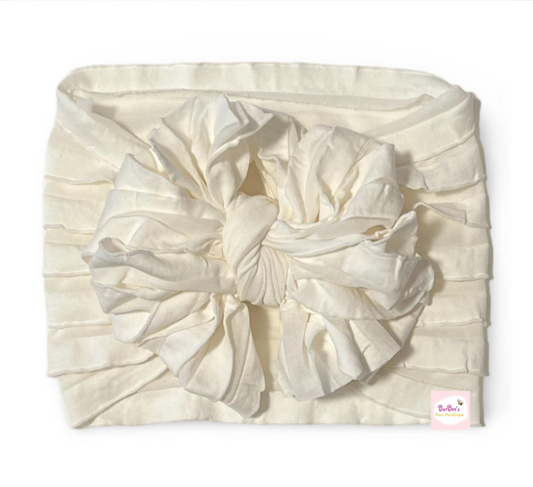 Eggshell White Mini Ruffle Bow HeadWrap and Hair Bows