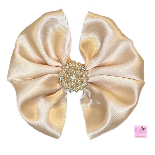 Ivory Satin Ribbon Hair 5" Hair Bow Satin Hair Bows Hair Bows Girls Satin Hair Bow Clip Large Hair Bow Special Occasion