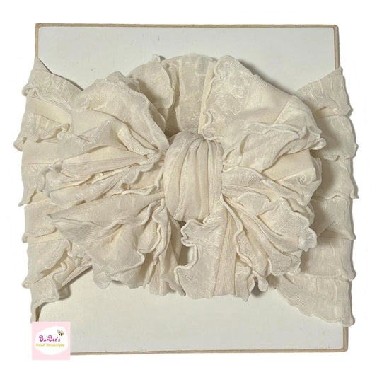 Ivory Ruffle HeadWrap and Hair Bows