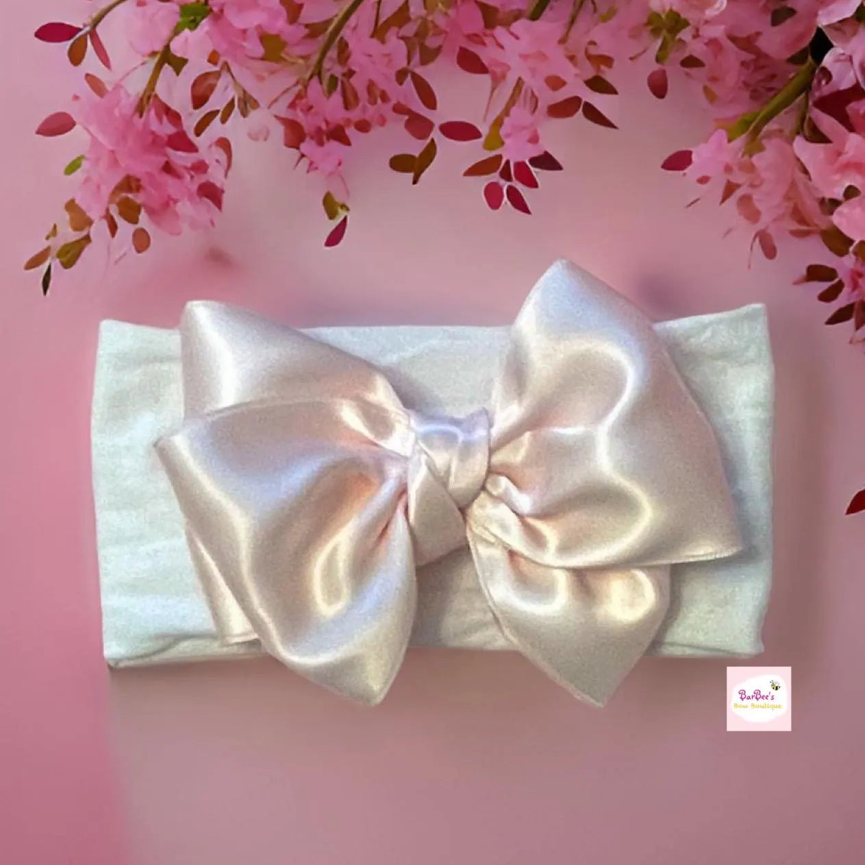 Satin Ribbon Hair Bow on Wide Nylon Band or Alligator Hair Clip - Additional Colors