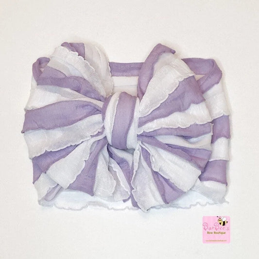 Lavender and White Ruffle Bow HeadWrap and Hair Bows