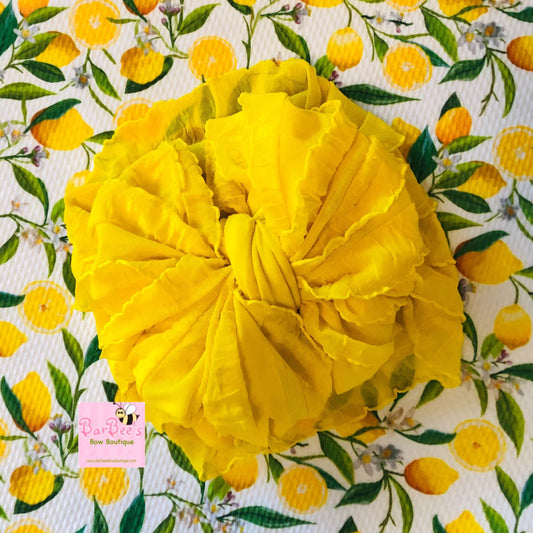 Lemon Yellow Ruffle Bow HeadWrap and Hair Bows