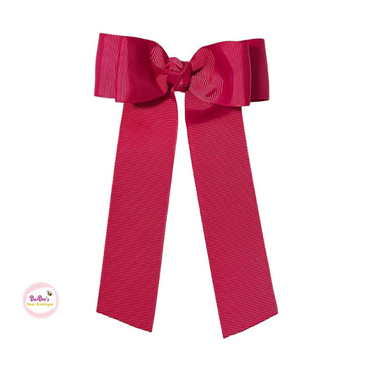 Girl Long Tail Double Bow Hair Bow, Tassel Grosgrain Ribbon Hair Bow Clip