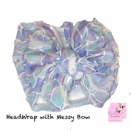 Mermaid Ruffle Bow HeadWrap and Hair Bows